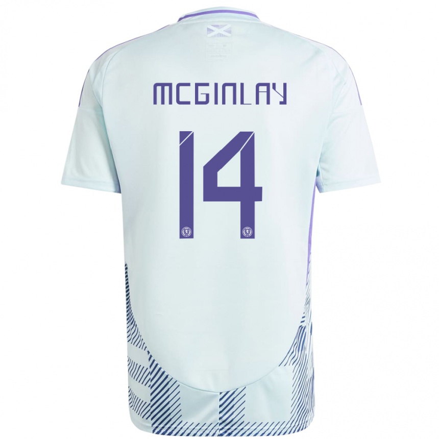 Niño Fútbol Camiseta Escocia Aiden Mcginlay #14 Azul Menta Claro 2ª Equipación 24-26 Perú