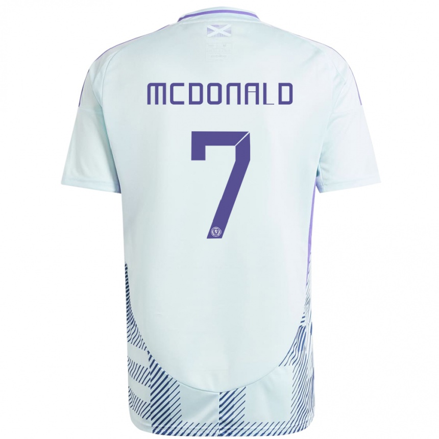 Niño Fútbol Camiseta Escocia Josh Mcdonald #7 Azul Menta Claro 2ª Equipación 24-26 Perú