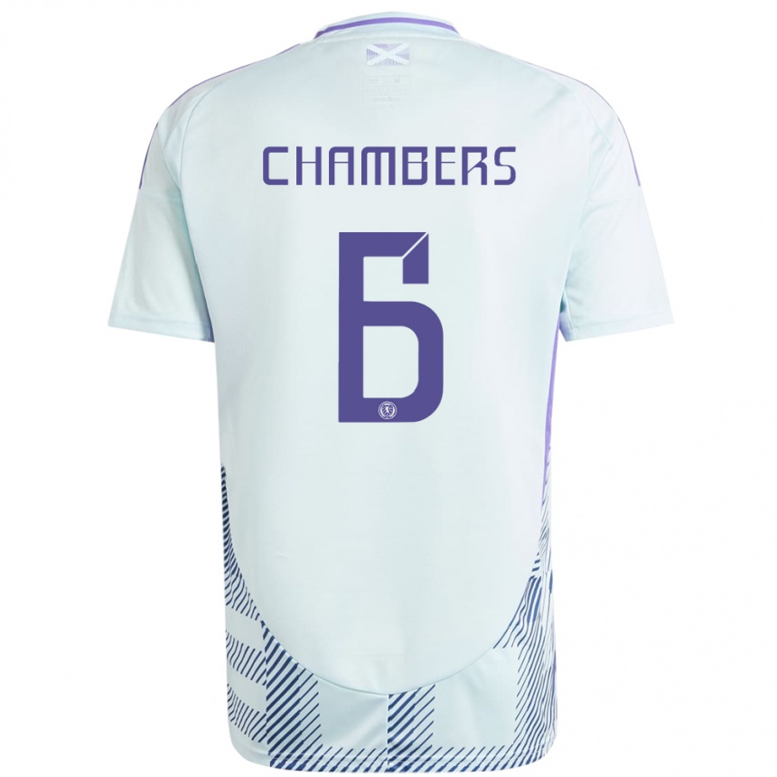 Niño Fútbol Camiseta Escocia Sam Chambers #6 Azul Menta Claro 2ª Equipación 24-26 Perú