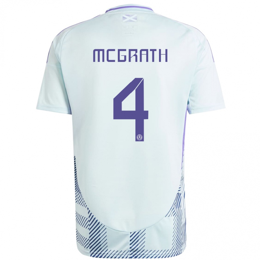 Niño Fútbol Camiseta Escocia Joseph Mcgrath #4 Azul Menta Claro 2ª Equipación 24-26 Perú