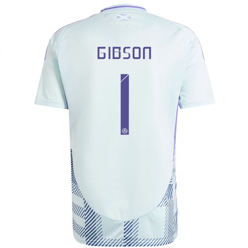 Niño Fútbol Camiseta Escocia Lee Gibson #1 Azul Menta Claro 2ª Equipación 24-26 Perú