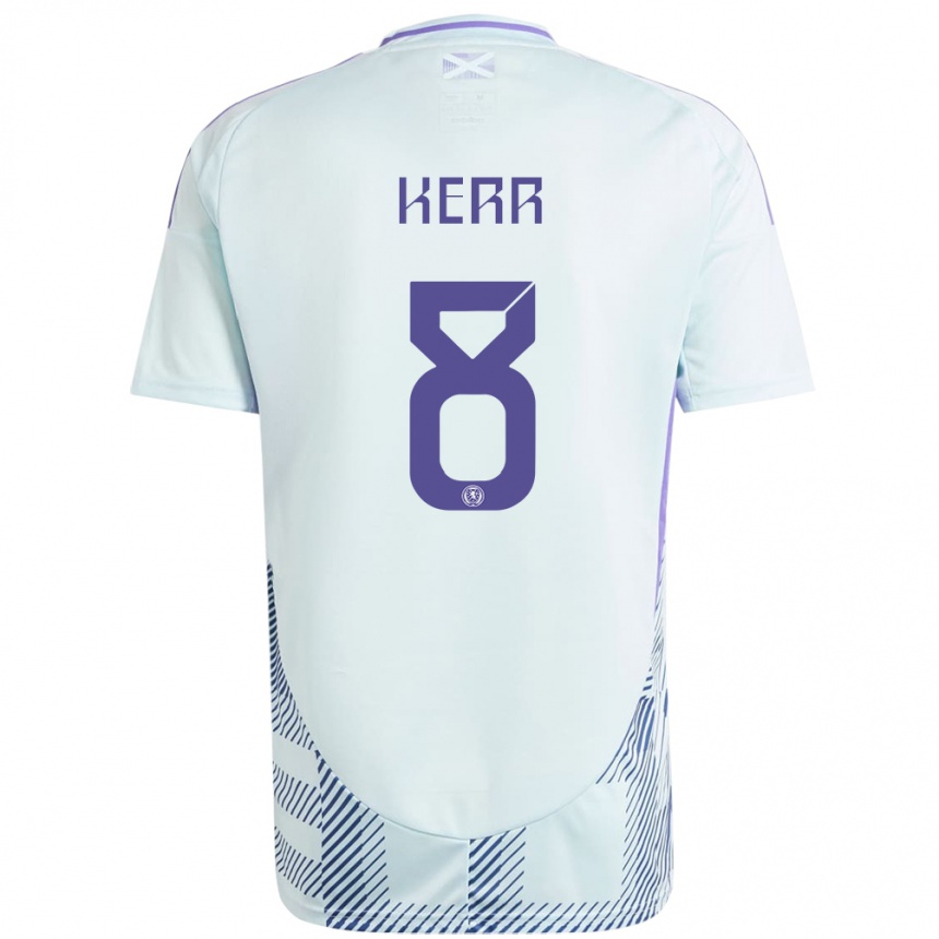 Niño Fútbol Camiseta Escocia Samantha Kerr #8 Azul Menta Claro 2ª Equipación 24-26 Perú