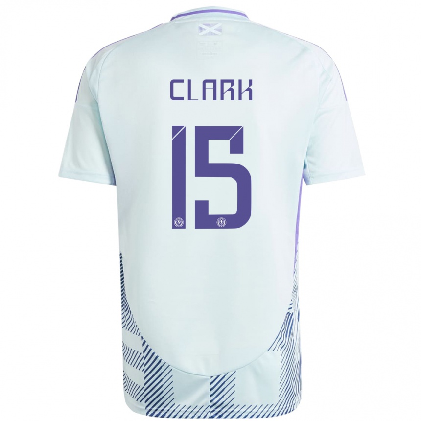 Niño Fútbol Camiseta Escocia Jenna Clark #15 Azul Menta Claro 2ª Equipación 24-26 Perú