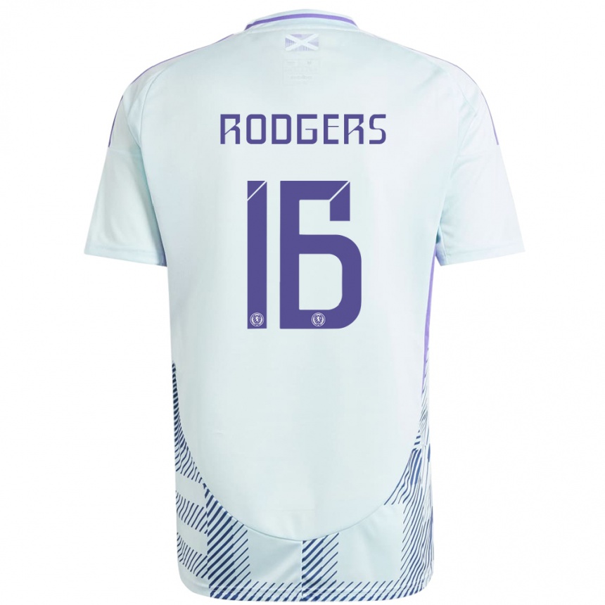 Niño Fútbol Camiseta Escocia Amy Rodgers #16 Azul Menta Claro 2ª Equipación 24-26 Perú