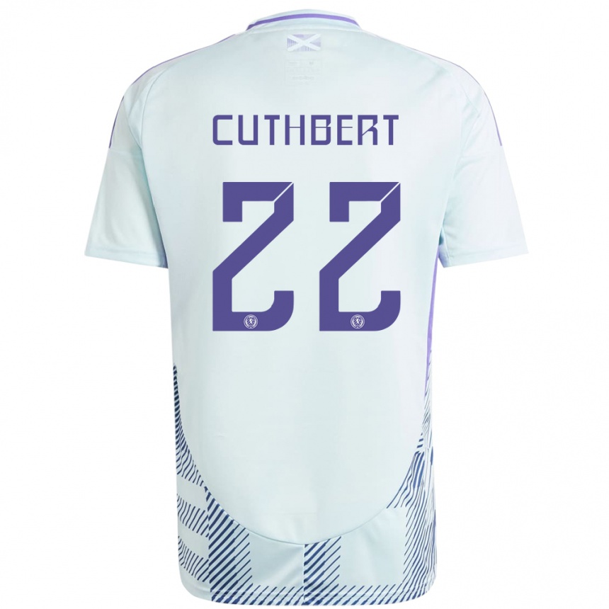 Niño Fútbol Camiseta Escocia Erin Cuthbert #22 Azul Menta Claro 2ª Equipación 24-26 Perú