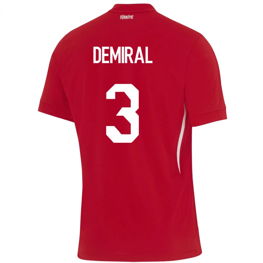 Niño Fútbol Camiseta Turquía Merih Demiral #3 Rojo 2ª Equipación 24-26 Perú