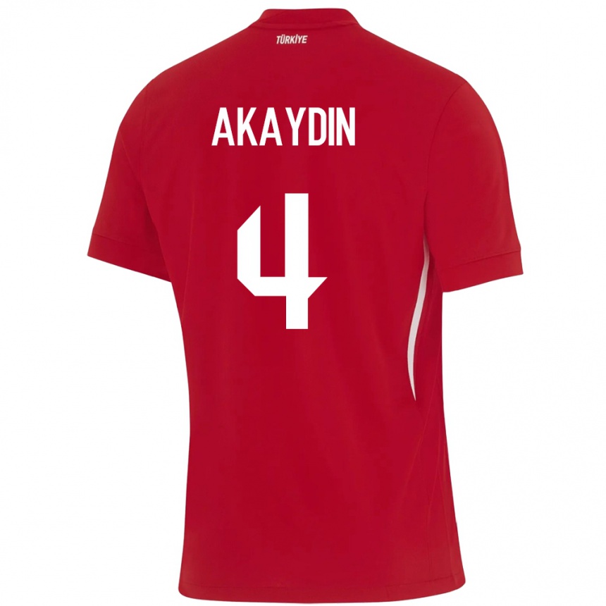 Niño Fútbol Camiseta Turquía Samet Akaydin #4 Rojo 2ª Equipación 24-26 Perú