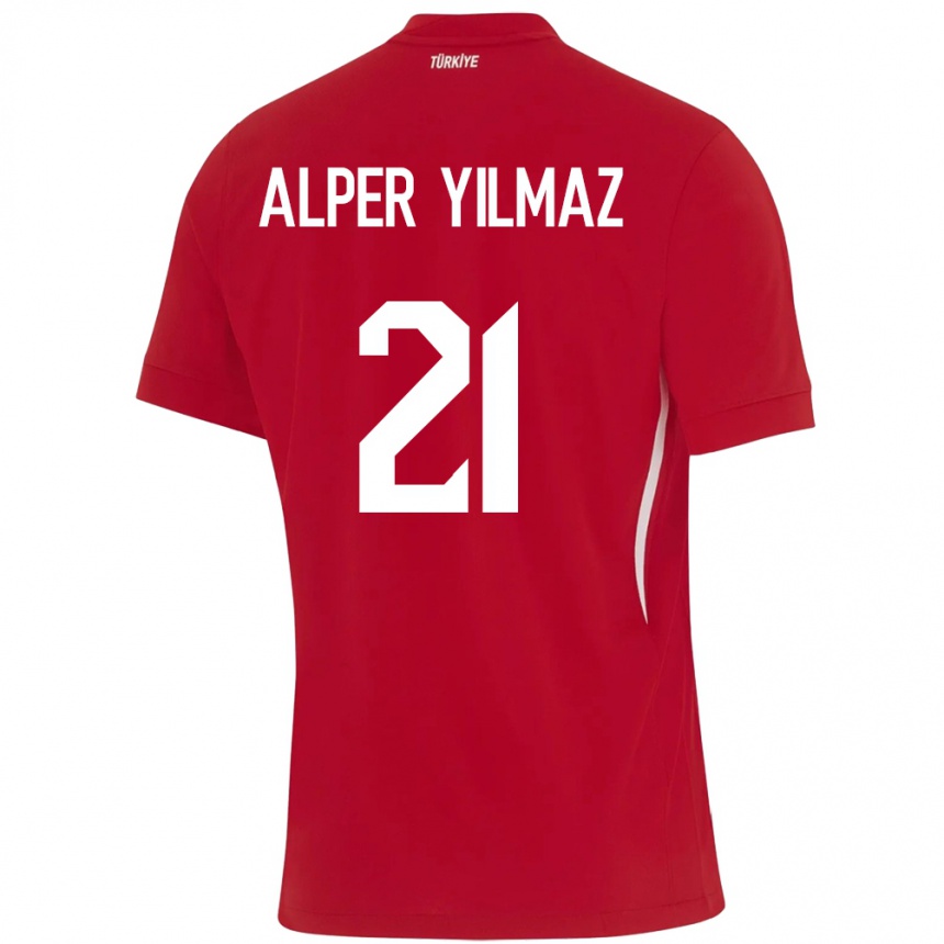 Niño Fútbol Camiseta Turquía Barış Alper Yılmaz #21 Rojo 2ª Equipación 24-26 Perú