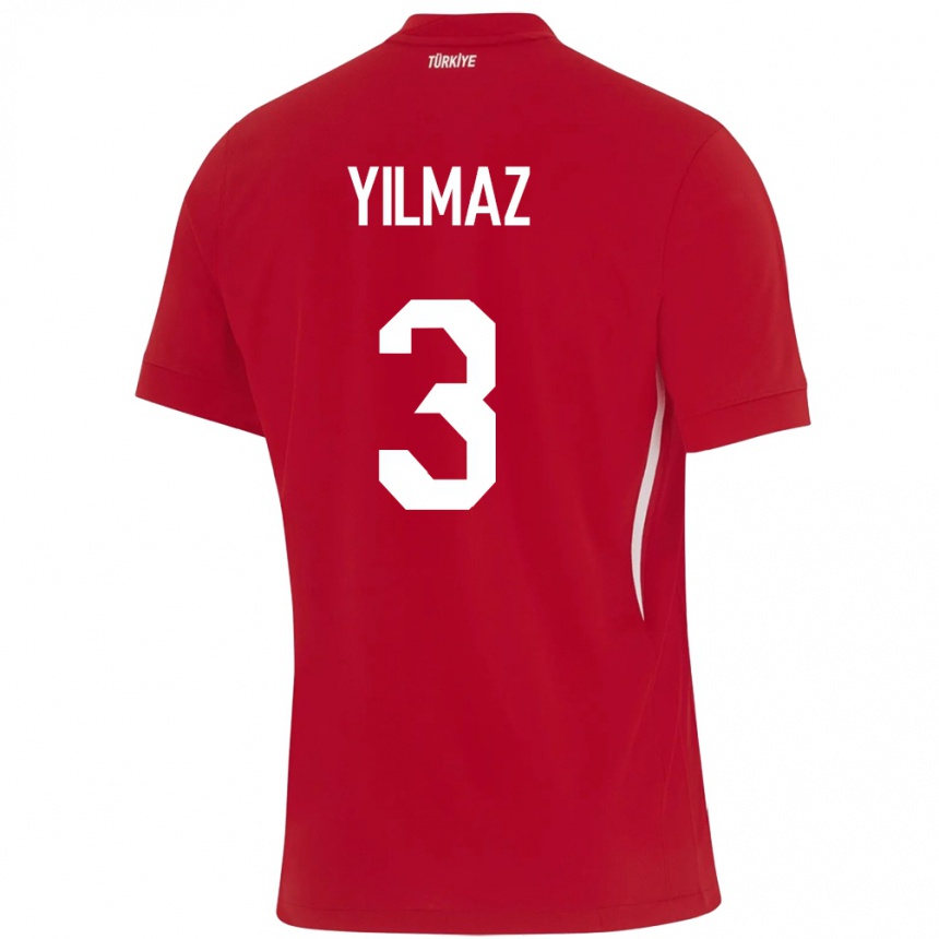 Niño Fútbol Camiseta Turquía Berkay Yılmaz #3 Rojo 2ª Equipación 24-26 Perú