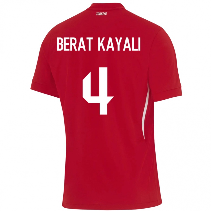 Niño Fútbol Camiseta Turquía Hasan Berat Kayalı #4 Rojo 2ª Equipación 24-26 Perú