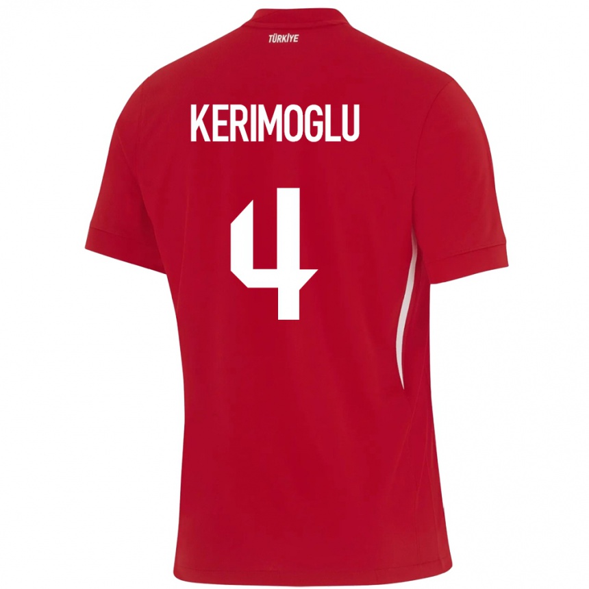 Niño Fútbol Camiseta Turquía Zeynap Kerimoğlu #4 Rojo 2ª Equipación 24-26 Perú