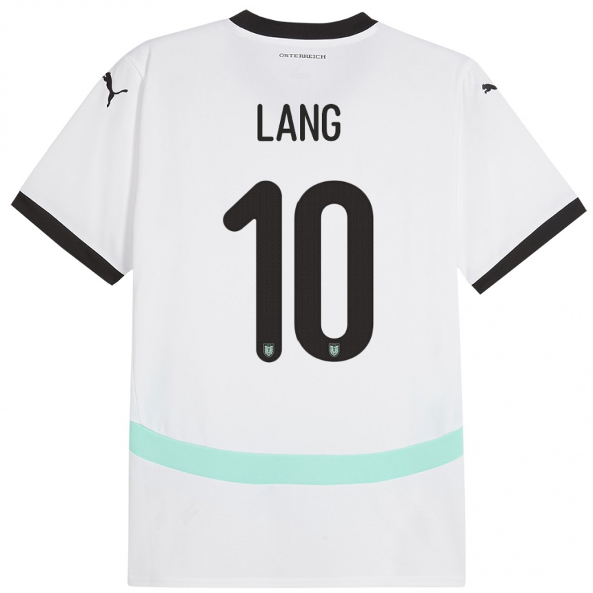 Niño Fútbol Camiseta Austria Christoph Lang #10 Blanco 2ª Equipación 24-26 Perú