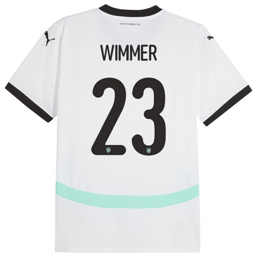 Niño Fútbol Camiseta Austria Patrick Wimmer #23 Blanco 2ª Equipación 24-26 Perú