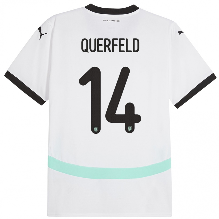 Niño Fútbol Camiseta Austria Leopold Querfeld #14 Blanco 2ª Equipación 24-26 Perú