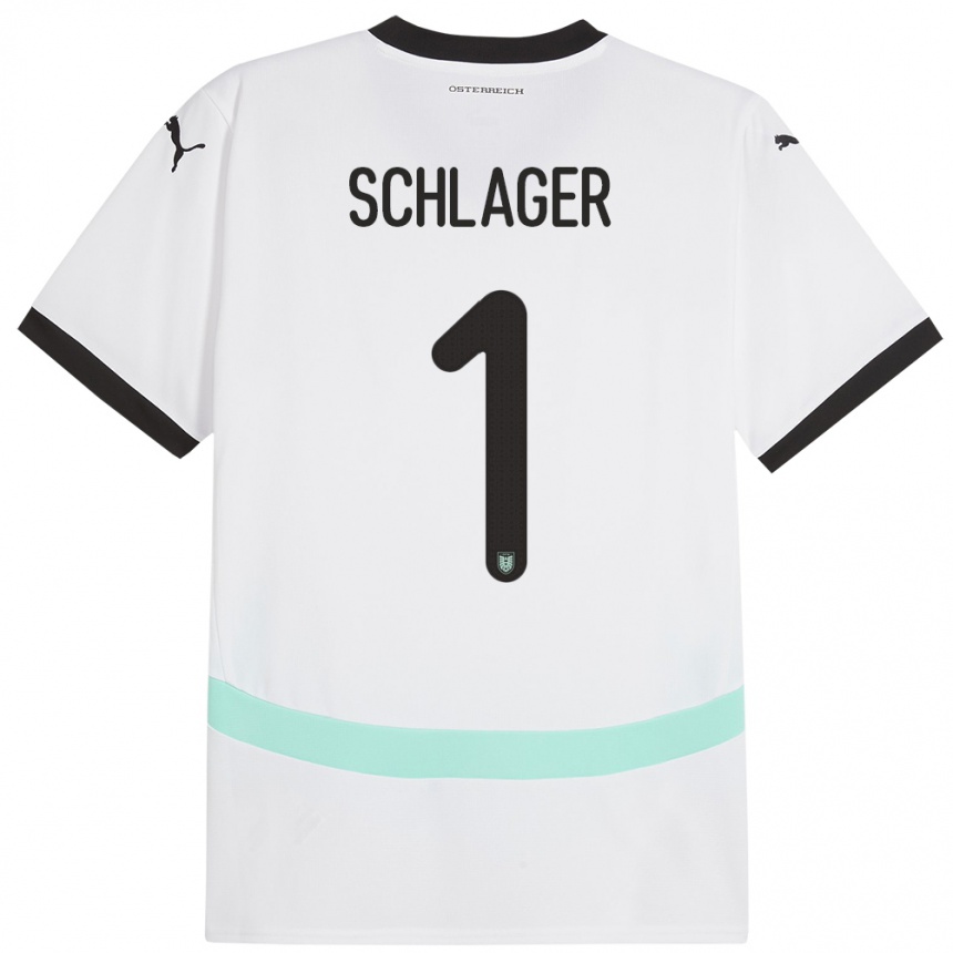 Niño Fútbol Camiseta Austria Alexander Schlager #1 Blanco 2ª Equipación 24-26 Perú