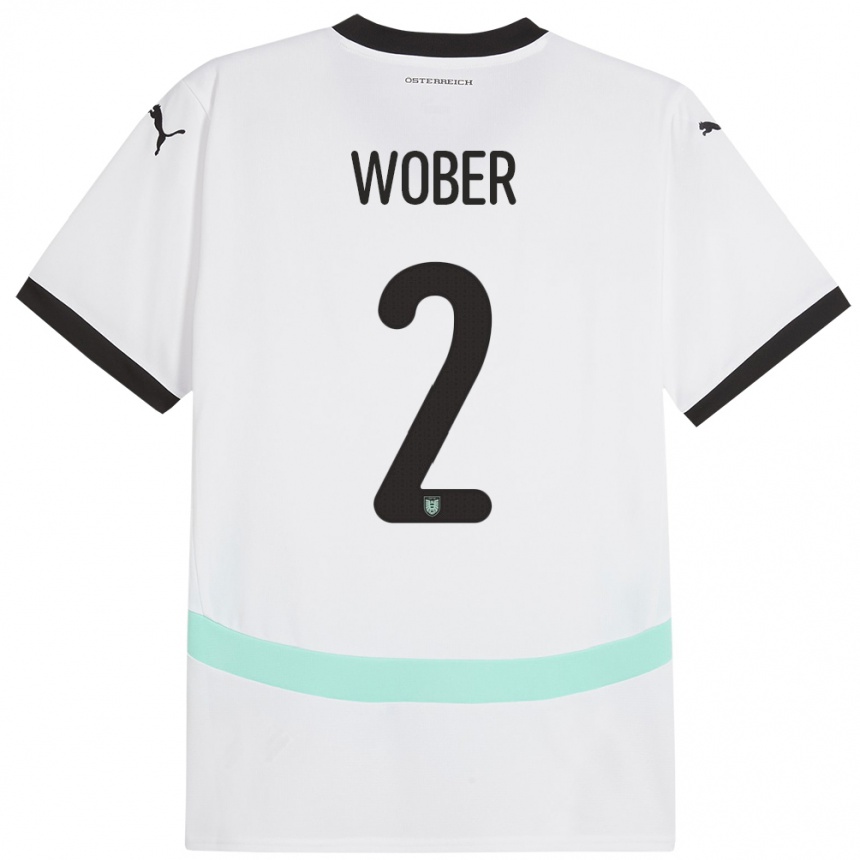 Niño Fútbol Camiseta Austria Maximilian Wöber #2 Blanco 2ª Equipación 24-26 Perú