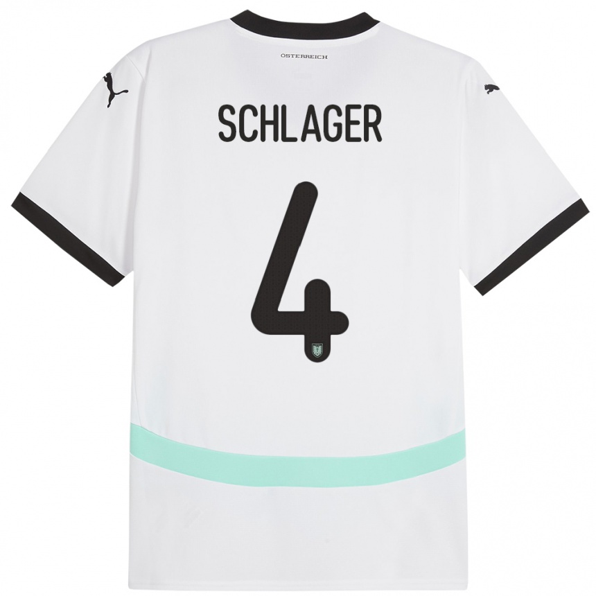 Niño Fútbol Camiseta Austria Xaver Schlager #4 Blanco 2ª Equipación 24-26 Perú