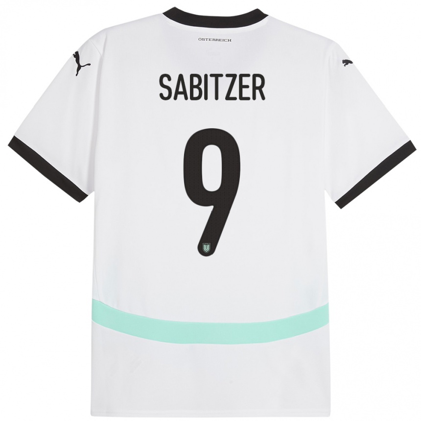 Niño Fútbol Camiseta Austria Marcel Sabitzer #9 Blanco 2ª Equipación 24-26 Perú