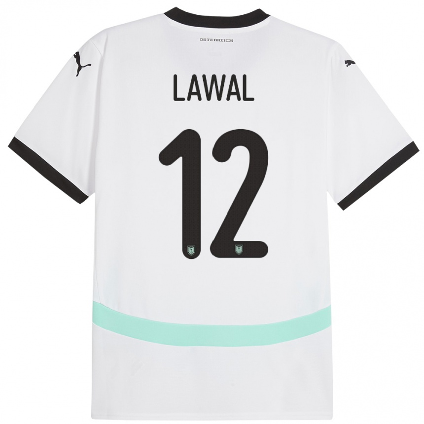 Niño Fútbol Camiseta Austria Tobias Lawal #12 Blanco 2ª Equipación 24-26 Perú