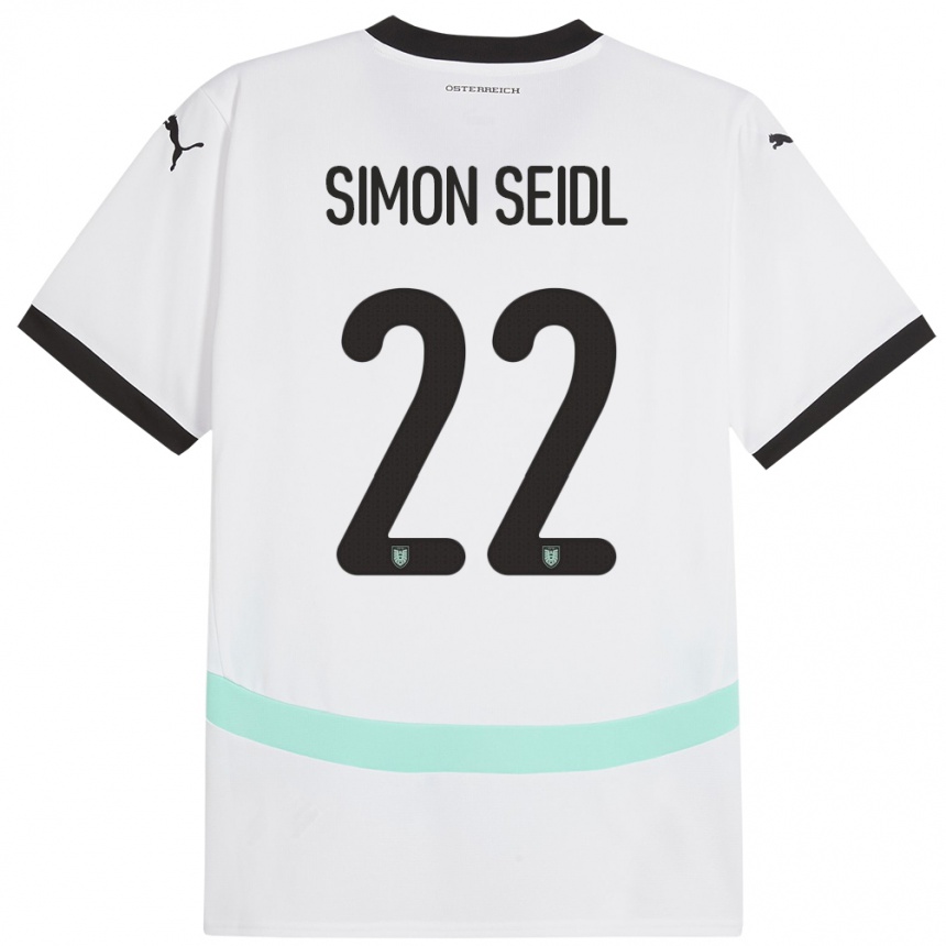 Niño Fútbol Camiseta Austria Simon Seidl #22 Blanco 2ª Equipación 24-26 Perú