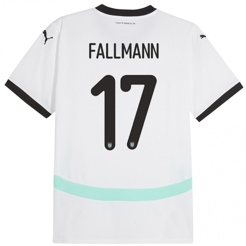 Niño Fútbol Camiseta Austria Pascal Fallmann #17 Blanco 2ª Equipación 24-26 Perú