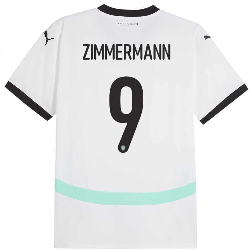 Niño Fútbol Camiseta Austria Bernhard Zimmermann #9 Blanco 2ª Equipación 24-26 Perú