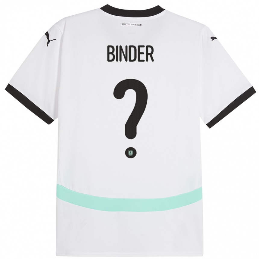 Niño Fútbol Camiseta Austria Nicolas Binder #0 Blanco 2ª Equipación 24-26 Perú