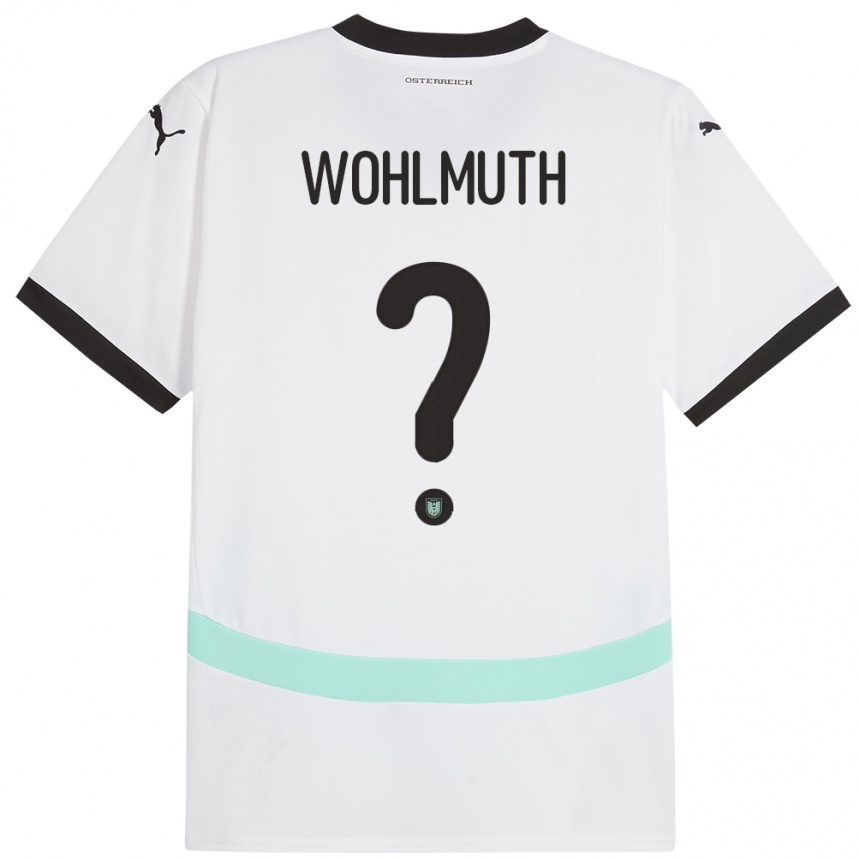 Niño Fútbol Camiseta Austria Fabian Wohlmuth #0 Blanco 2ª Equipación 24-26 Perú