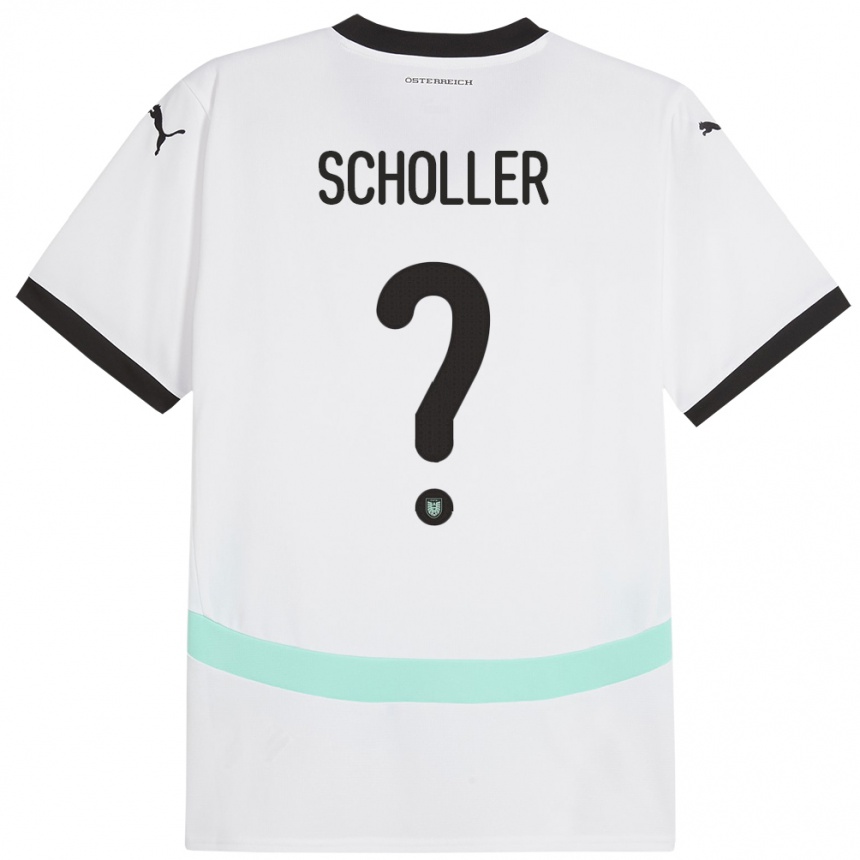 Niño Fútbol Camiseta Austria Jakob Schöller #0 Blanco 2ª Equipación 24-26 Perú