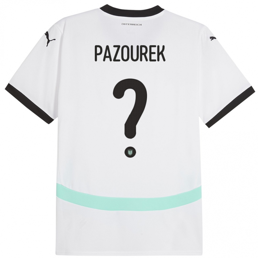 Niño Fútbol Camiseta Austria Luca Pazourek #0 Blanco 2ª Equipación 24-26 Perú