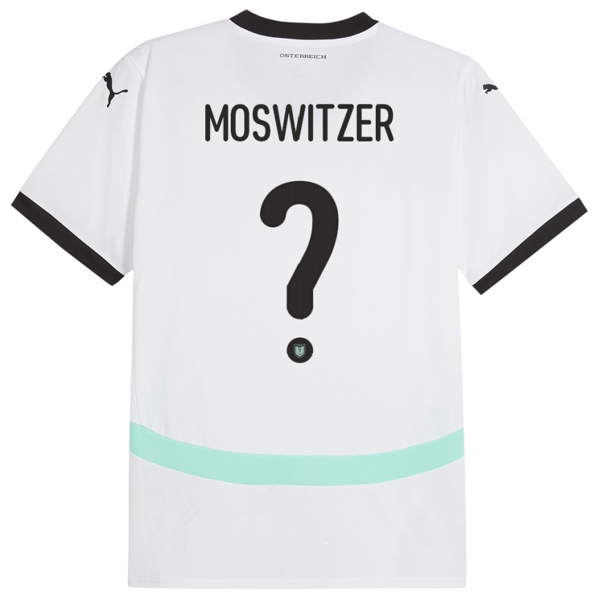 Niño Fútbol Camiseta Austria Marcel Moswitzer #0 Blanco 2ª Equipación 24-26 Perú