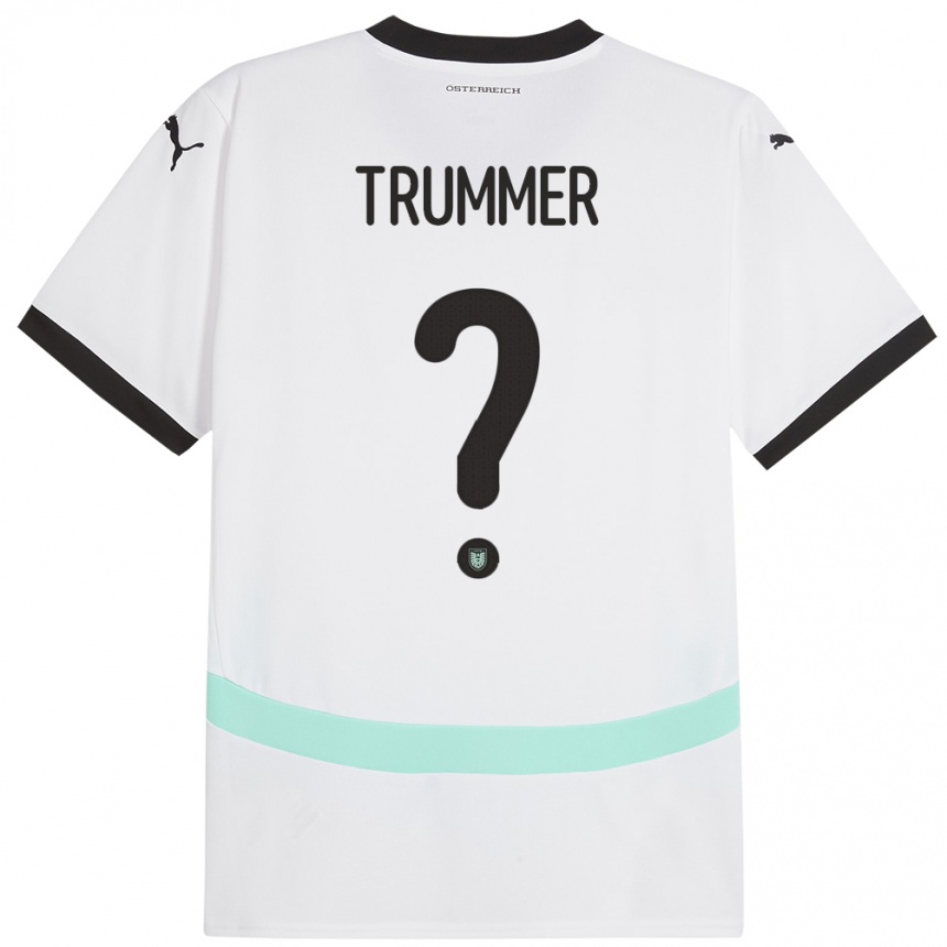 Niño Fútbol Camiseta Austria Tim Trummer #0 Blanco 2ª Equipación 24-26 Perú