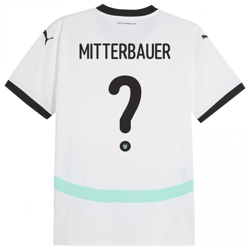 Niño Fútbol Camiseta Austria Elias Mitterbauer #0 Blanco 2ª Equipación 24-26 Perú