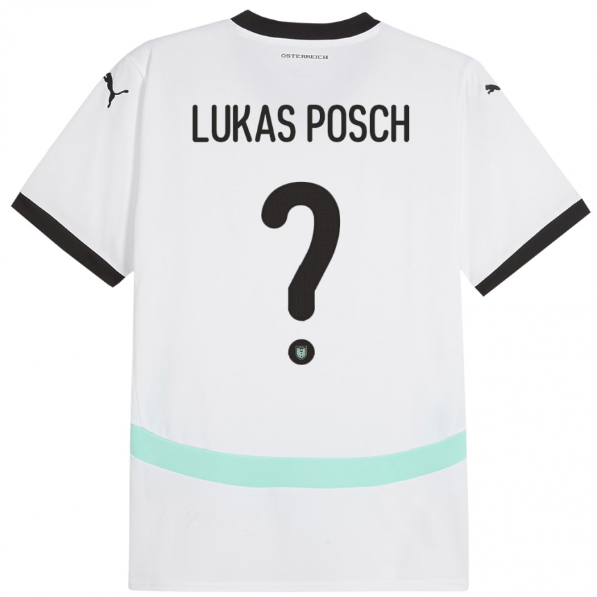 Niño Fútbol Camiseta Austria Lukas Posch #0 Blanco 2ª Equipación 24-26 Perú