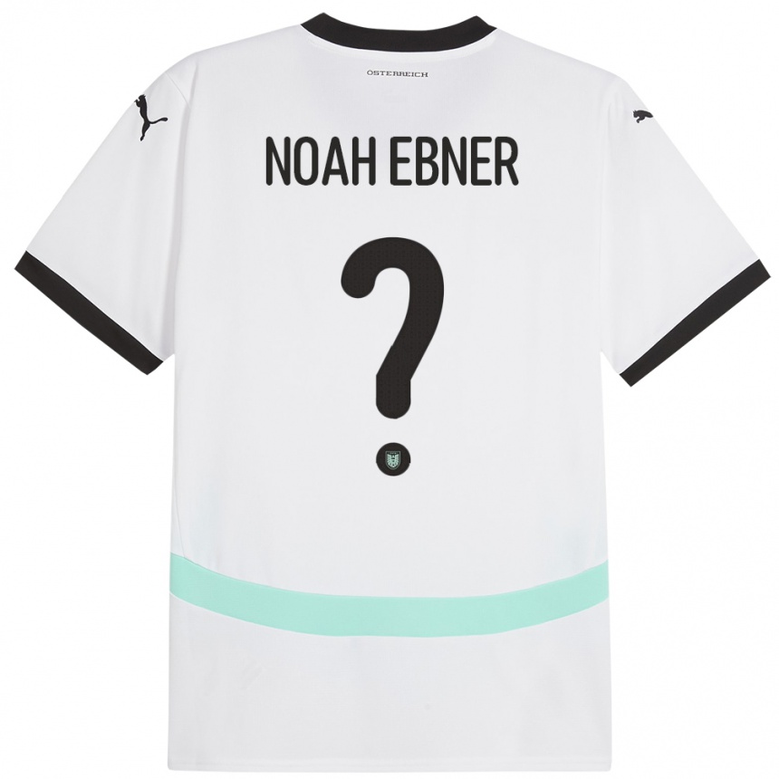 Niño Fútbol Camiseta Austria Noah Ebner #0 Blanco 2ª Equipación 24-26 Perú