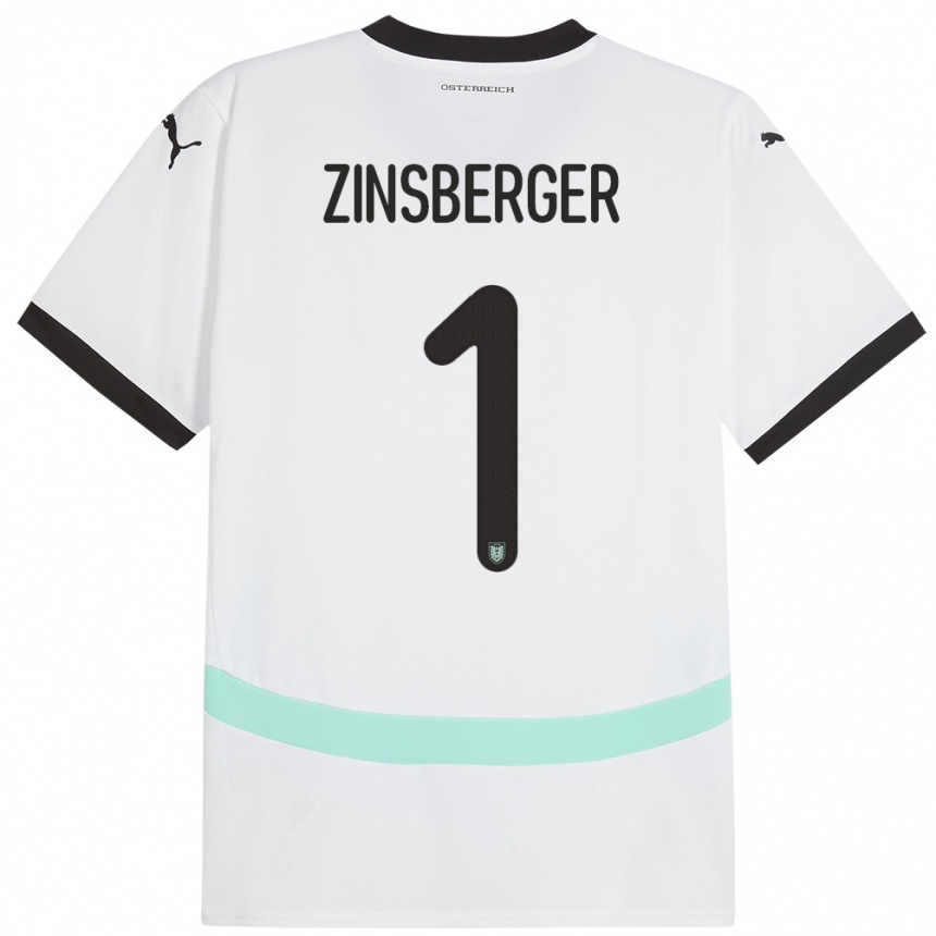 Niño Fútbol Camiseta Austria Manuela Zinsberger #1 Blanco 2ª Equipación 24-26 Perú