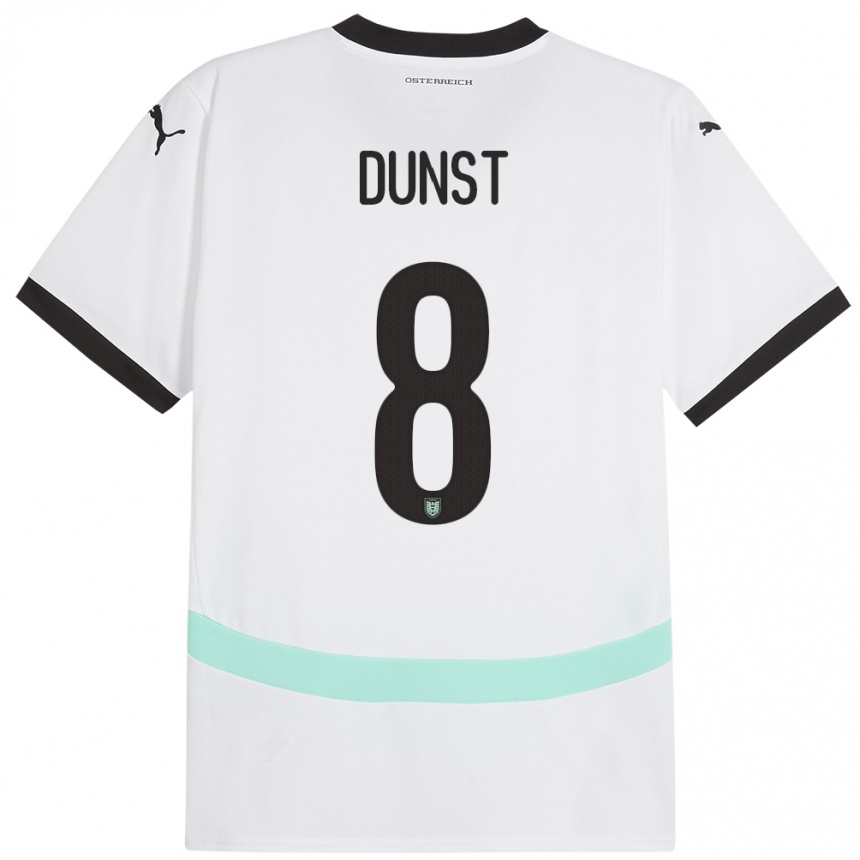 Niño Fútbol Camiseta Austria Barbara Dunst #8 Blanco 2ª Equipación 24-26 Perú