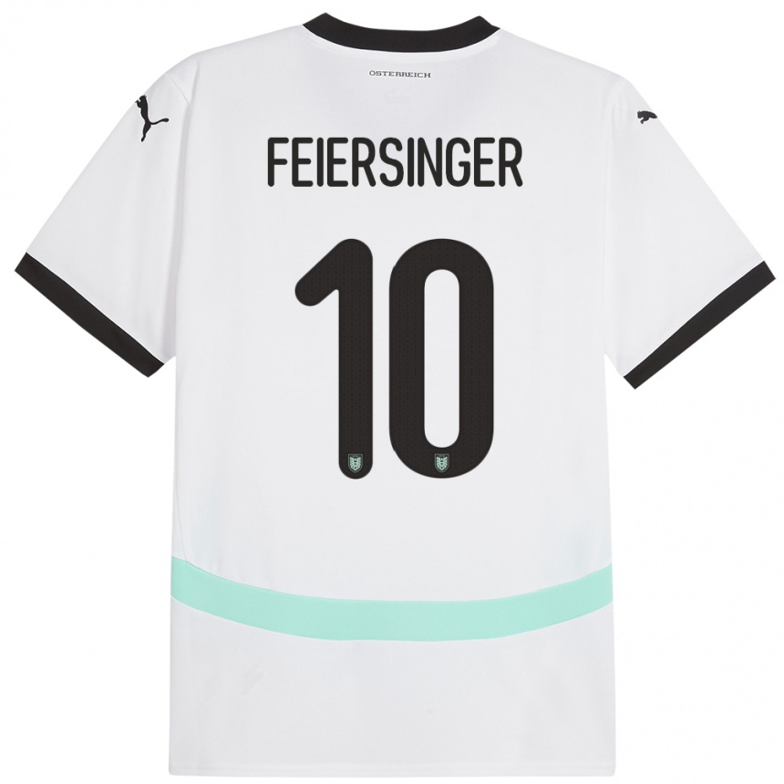 Niño Fútbol Camiseta Austria Laura Feiersinger #10 Blanco 2ª Equipación 24-26 Perú