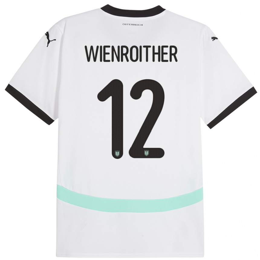 Niño Fútbol Camiseta Austria Laura Wienroither #12 Blanco 2ª Equipación 24-26 Perú