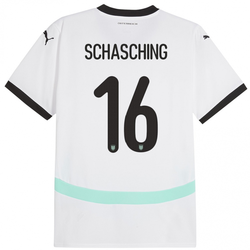 Niño Fútbol Camiseta Austria Annabel Schasching #16 Blanco 2ª Equipación 24-26 Perú