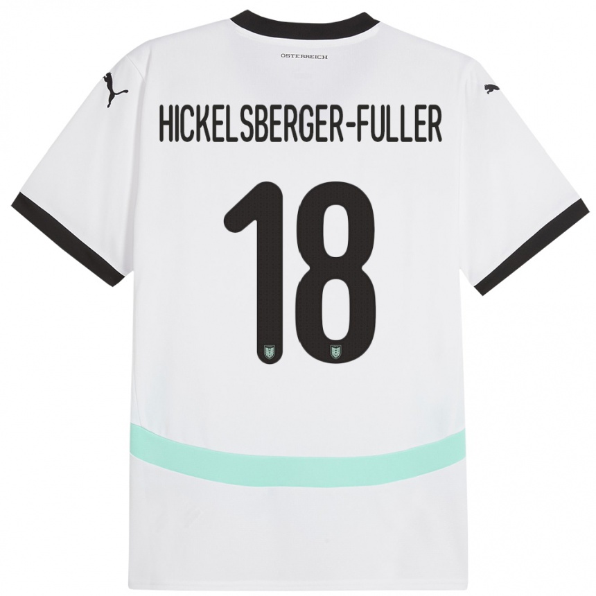 Niño Fútbol Camiseta Austria Julia Hickelsberger-Füller #18 Blanco 2ª Equipación 24-26 Perú