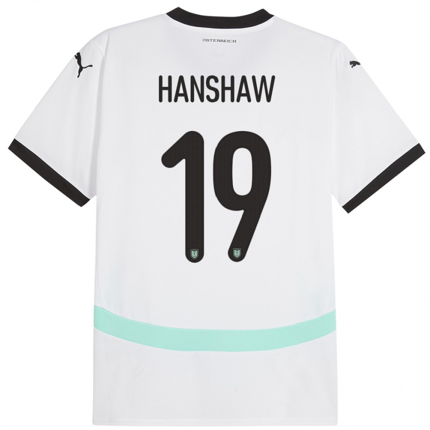 Niño Fútbol Camiseta Austria Verena Hanshaw #19 Blanco 2ª Equipación 24-26 Perú