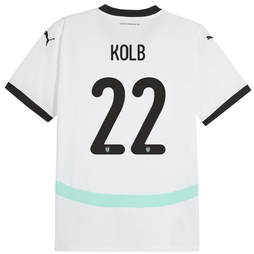 Niño Fútbol Camiseta Austria Lisa Kolb #22 Blanco 2ª Equipación 24-26 Perú