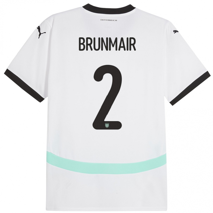 Niño Fútbol Camiseta Austria Livia Brunmair #2 Blanco 2ª Equipación 24-26 Perú