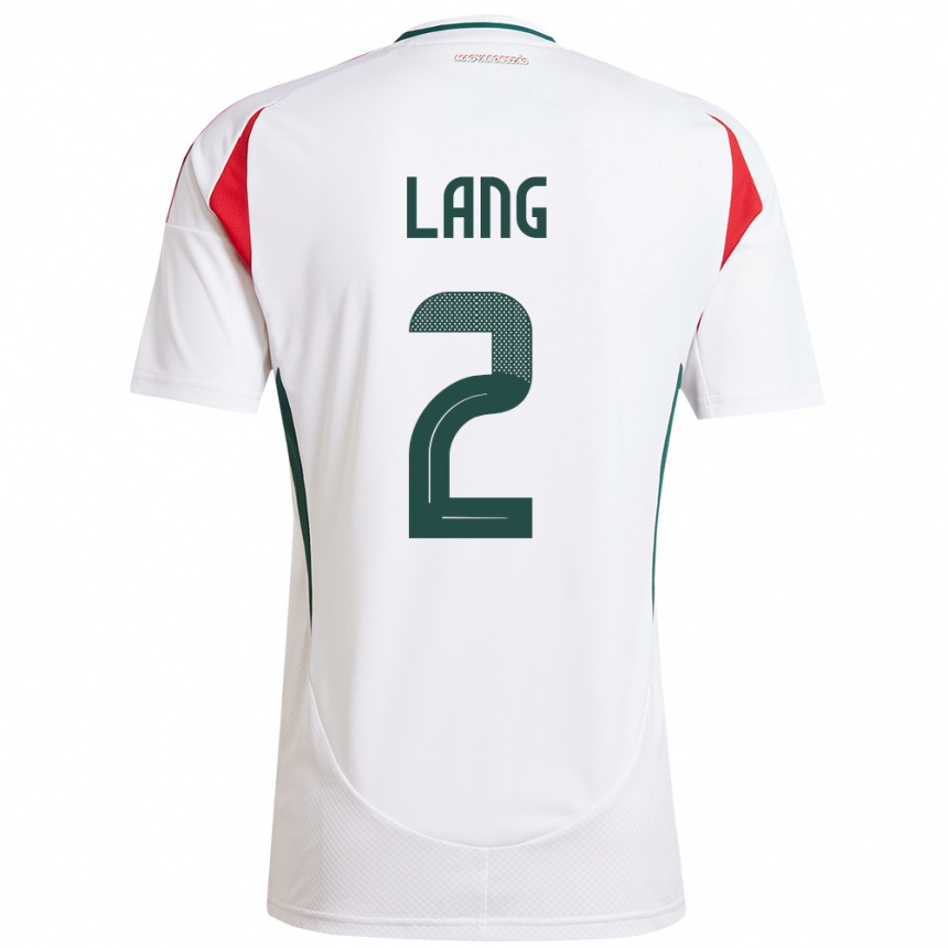 Niño Fútbol Camiseta Hungría Ádám Lang #2 Blanco 2ª Equipación 24-26 Perú