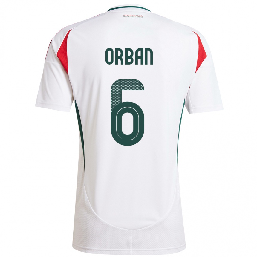 Niño Fútbol Camiseta Hungría Willi Orbán #6 Blanco 2ª Equipación 24-26 Perú