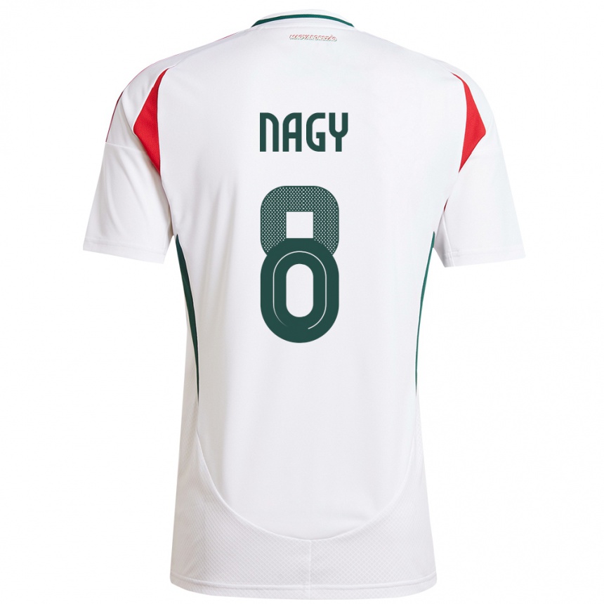 Niño Fútbol Camiseta Hungría Ádám Nagy #8 Blanco 2ª Equipación 24-26 Perú