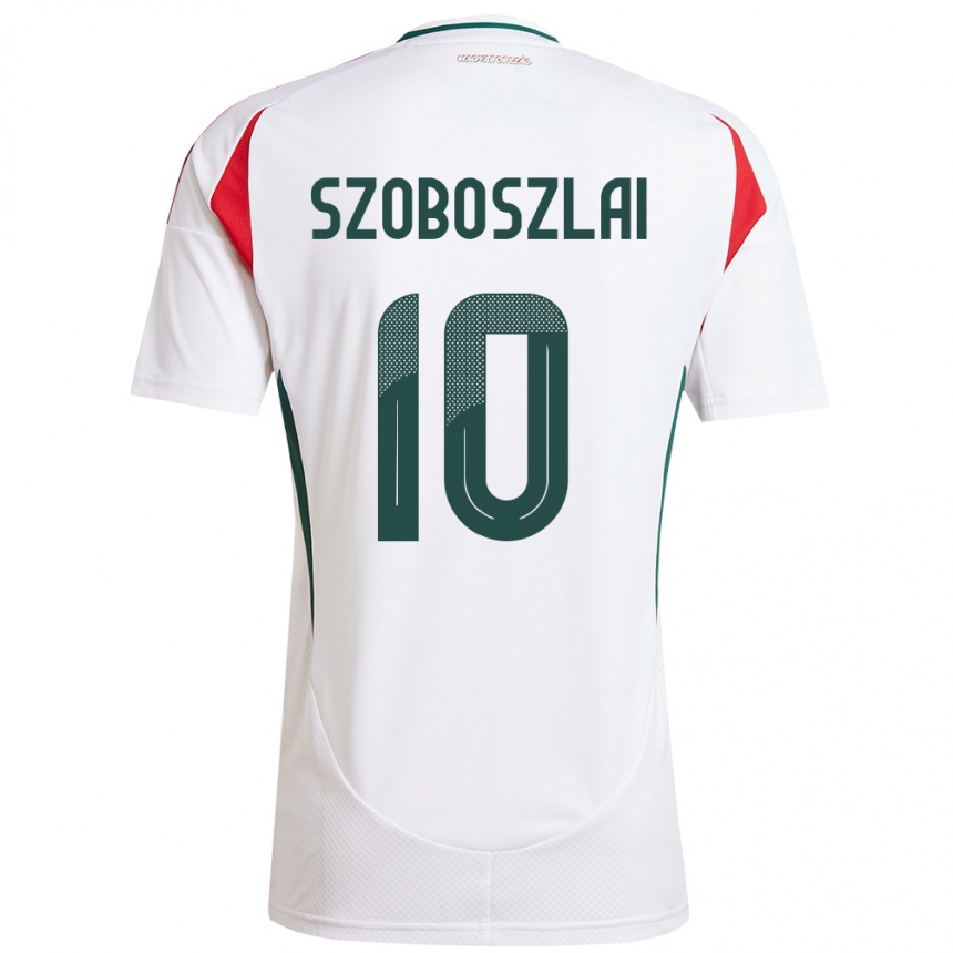 Niño Fútbol Camiseta Hungría Dominik Szoboszlai #10 Blanco 2ª Equipación 24-26 Perú