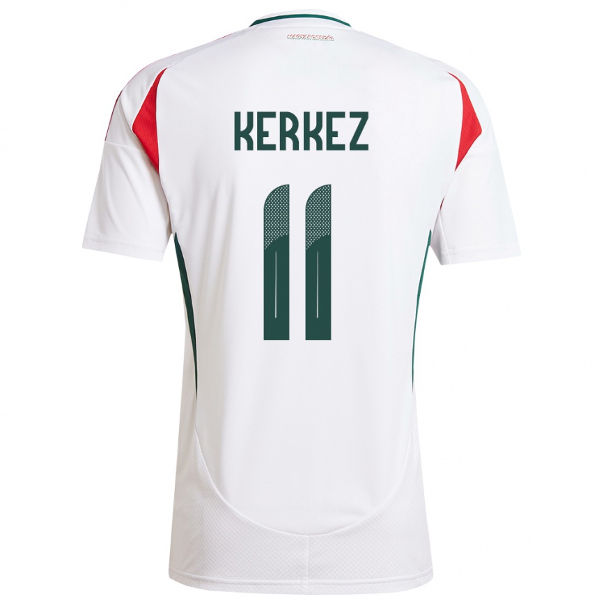 Niño Fútbol Camiseta Hungría Milos Kerkez #11 Blanco 2ª Equipación 24-26 Perú