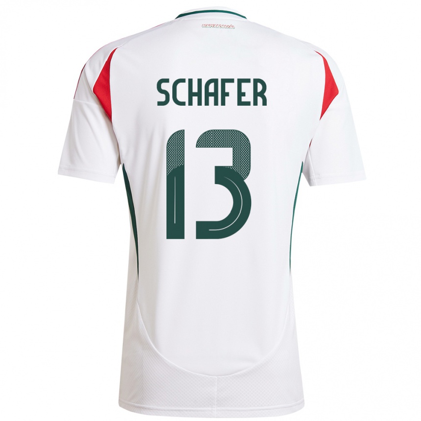 Niño Fútbol Camiseta Hungría András Schäfer #13 Blanco 2ª Equipación 24-26 Perú